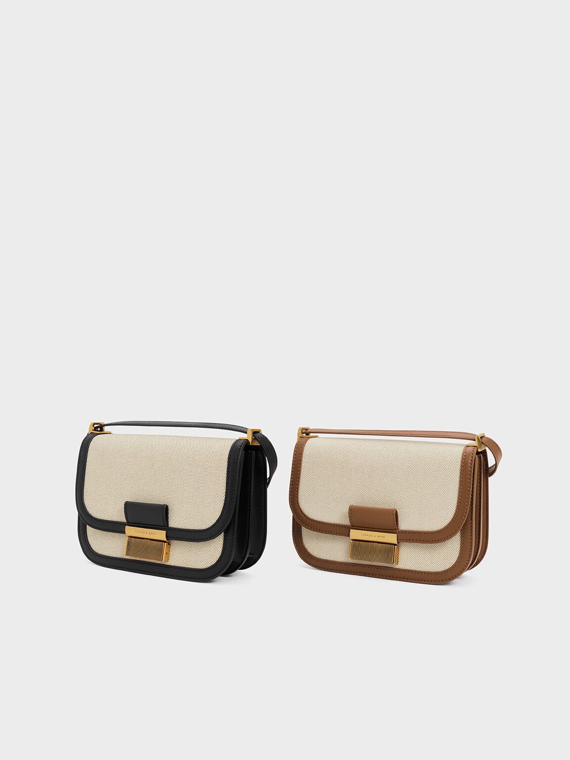 Charlot Canvas Crossbody Bag - Chocolate | CHARLES & KEITH