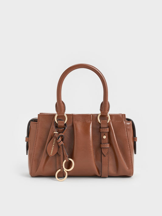 Britton Top Handle Tote Bag - Chocolate | CHARLES & KEITH