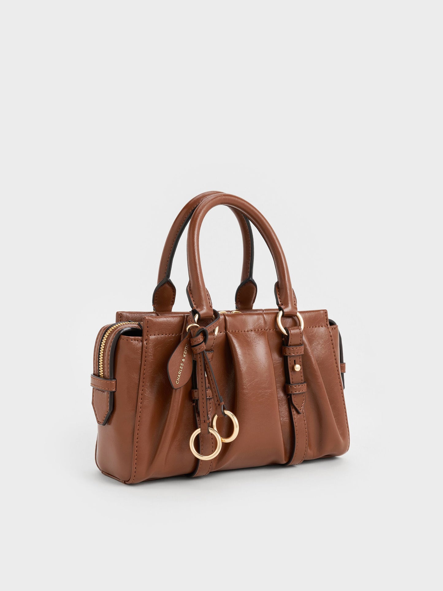 Britton Top Handle Tote Bag - Chocolate | CHARLES & KEITH