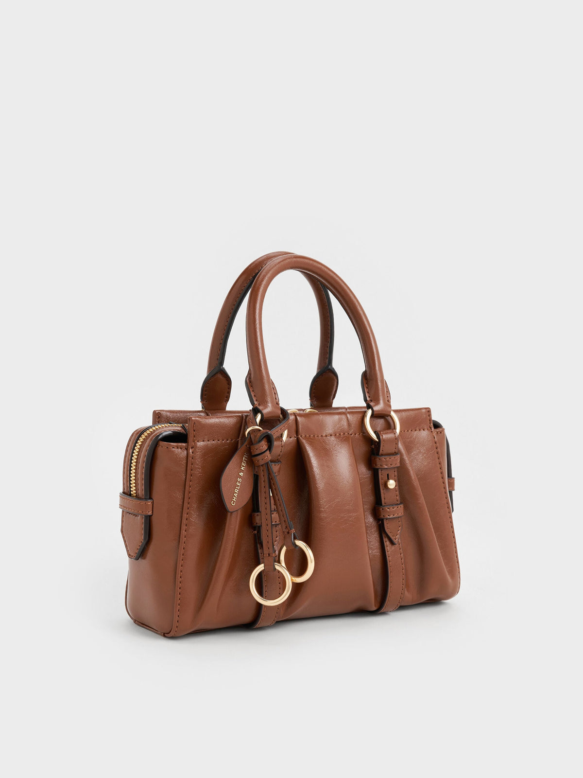 Britton Top Handle Tote Bag - Chocolate | CHARLES & KEITH