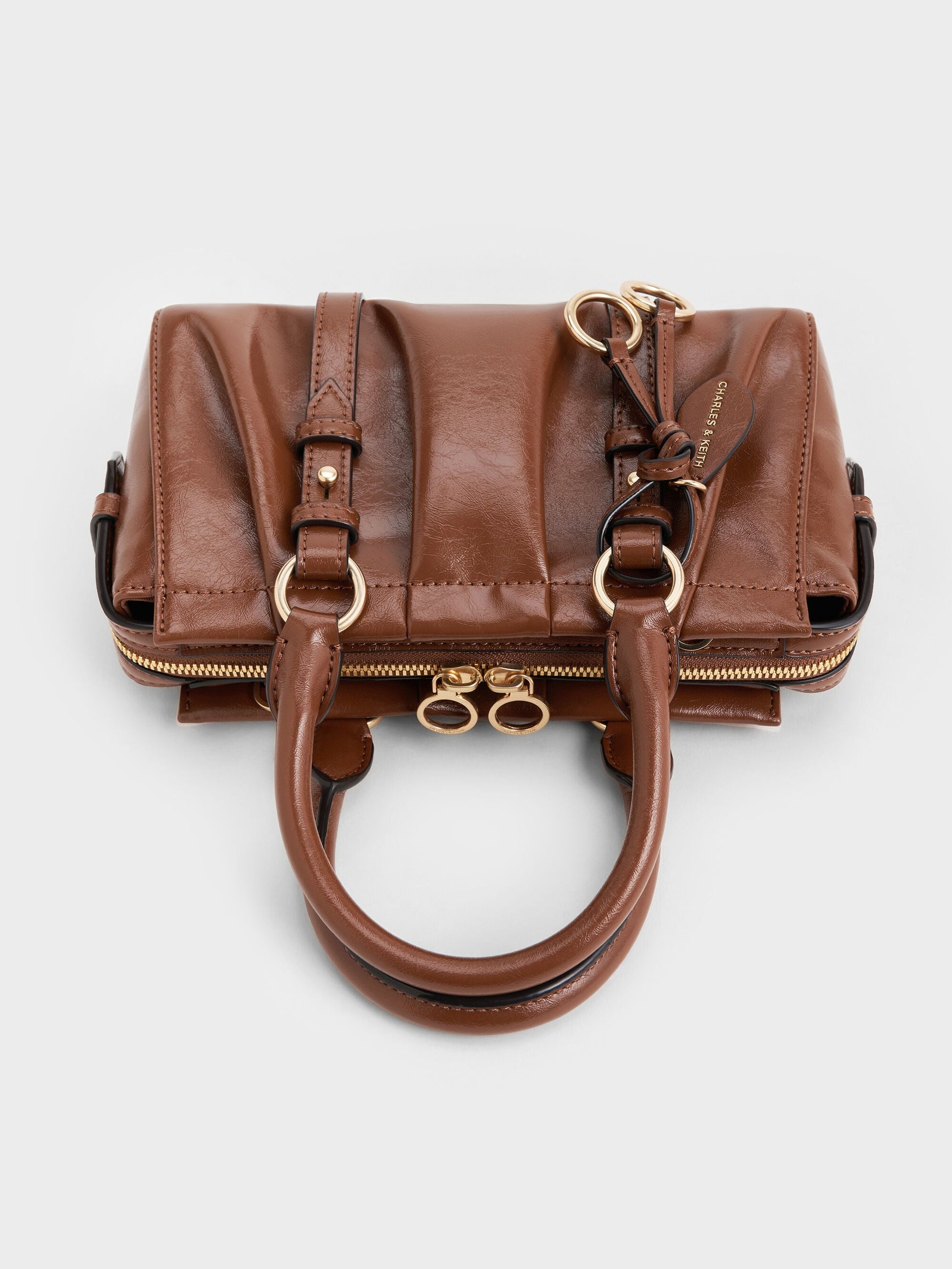 Britton Top Handle Tote Bag - Chocolate | CHARLES & KEITH