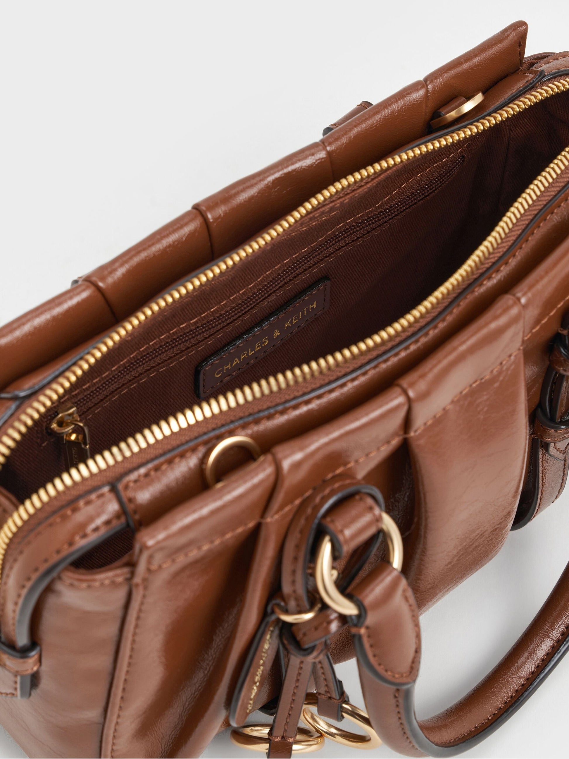 Britton Top Handle Tote Bag - Chocolate | CHARLES & KEITH