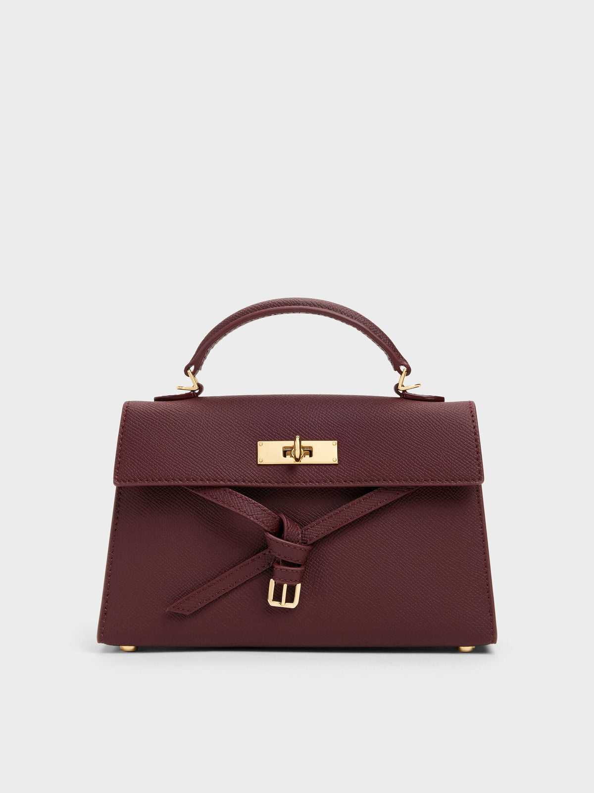 Tricha Knotted-Belt Top Handle Bag - Wineberry Red | CHARLES & KEITH