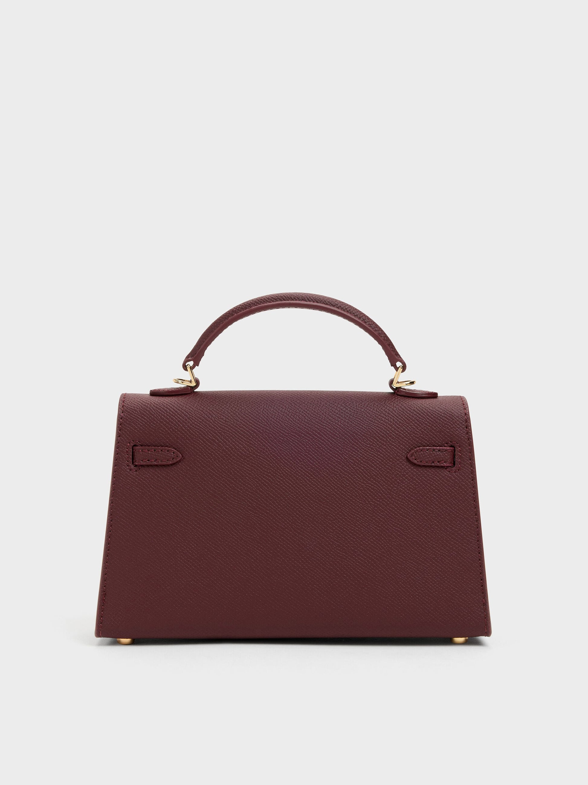 Tricha Knotted-Belt Top Handle Bag - Wineberry Red | CHARLES & KEITH