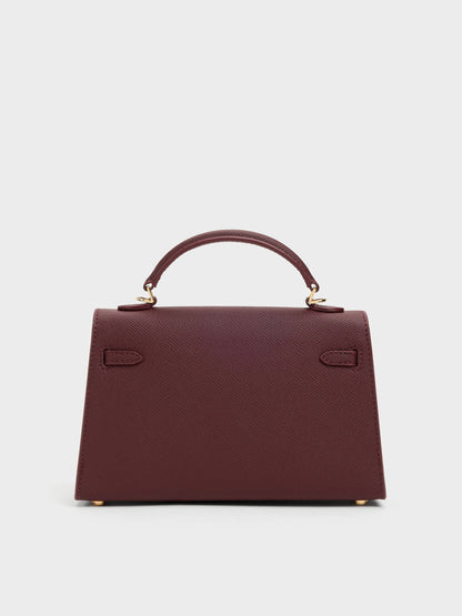 Tricha Knotted-Belt Top Handle Bag - Wineberry Red | CHARLES & KEITH