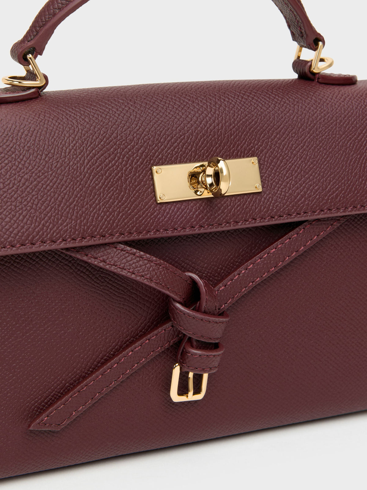 Tricha Knotted-Belt Top Handle Bag - Wineberry Red | CHARLES & KEITH
