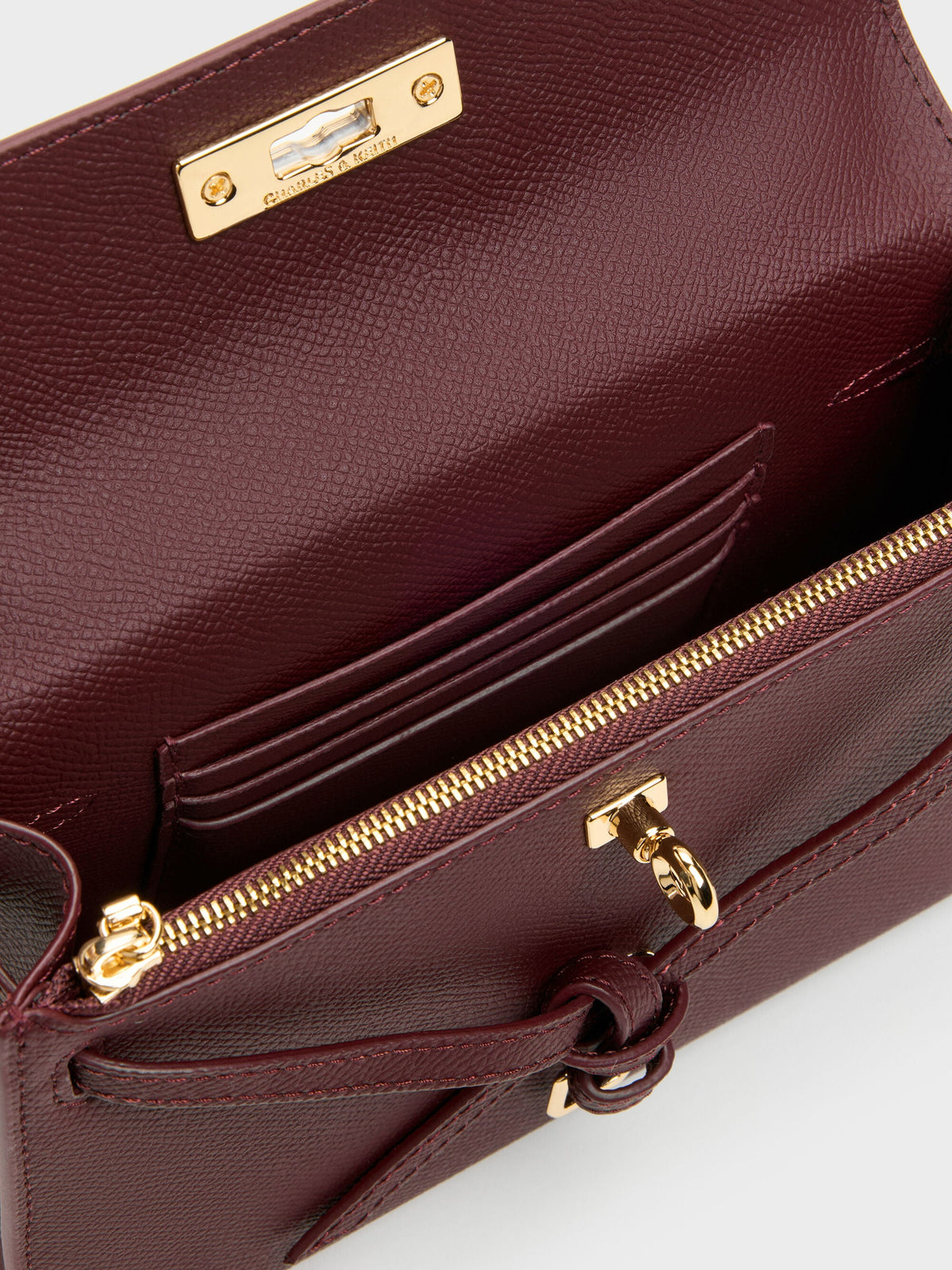 Tricha Knotted-Belt Top Handle Bag - Wineberry Red | CHARLES & KEITH
