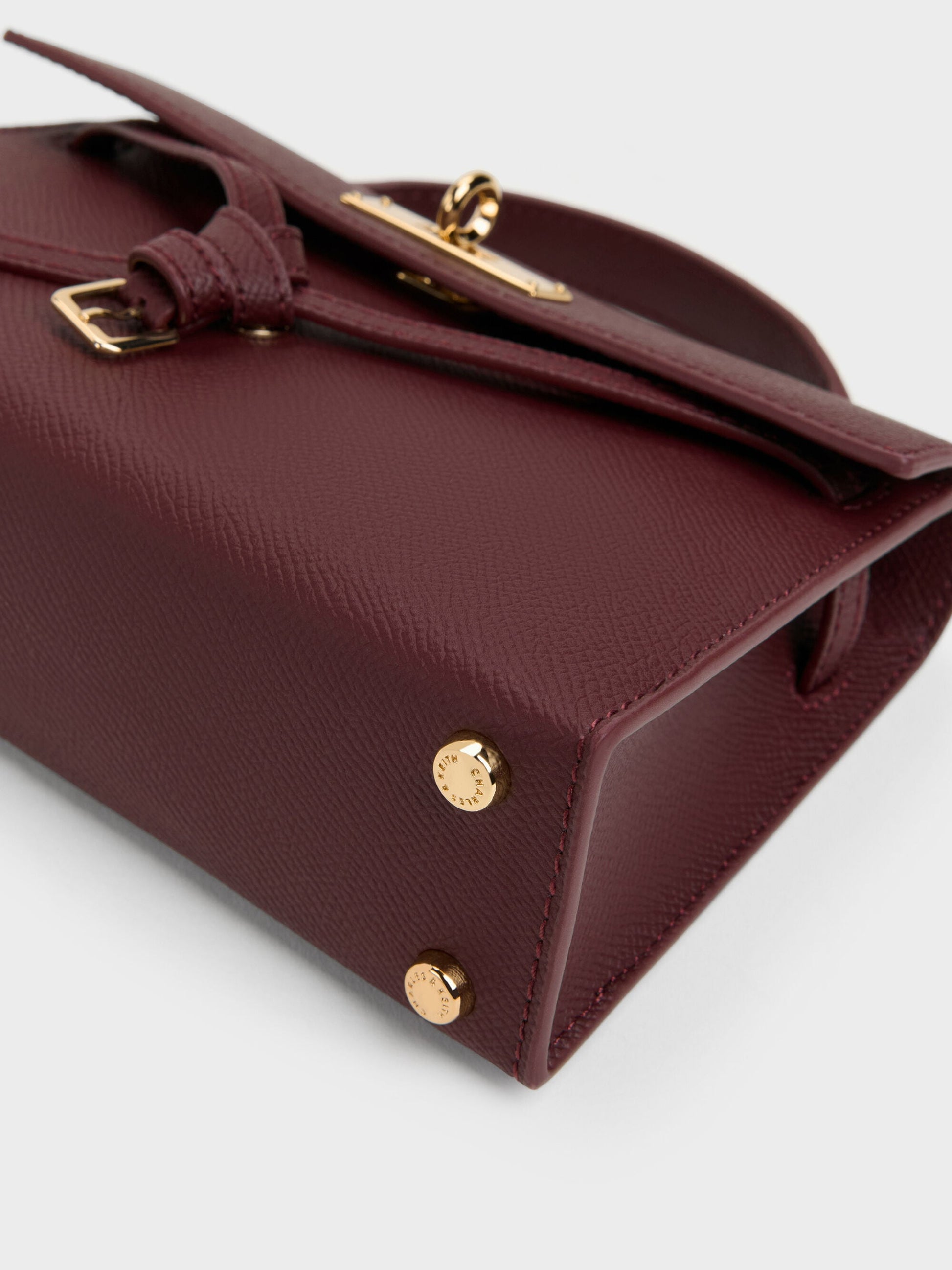 Tricha Knotted-Belt Top Handle Bag - Wineberry Red | CHARLES & KEITH