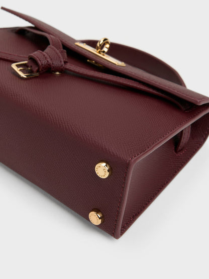 Tricha Knotted-Belt Top Handle Bag - Wineberry Red | CHARLES & KEITH
