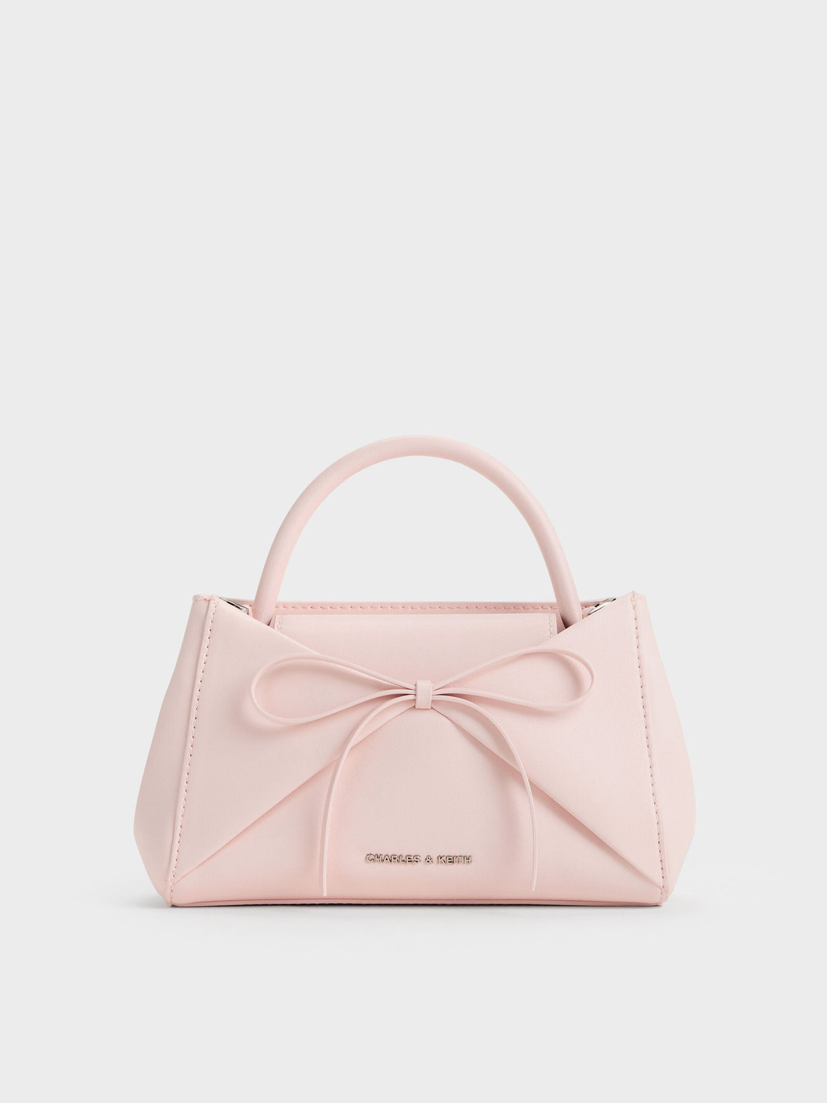 Hazel Bow Panelled Top Handle Bag - Soft Pink | CHARLES & KEITH