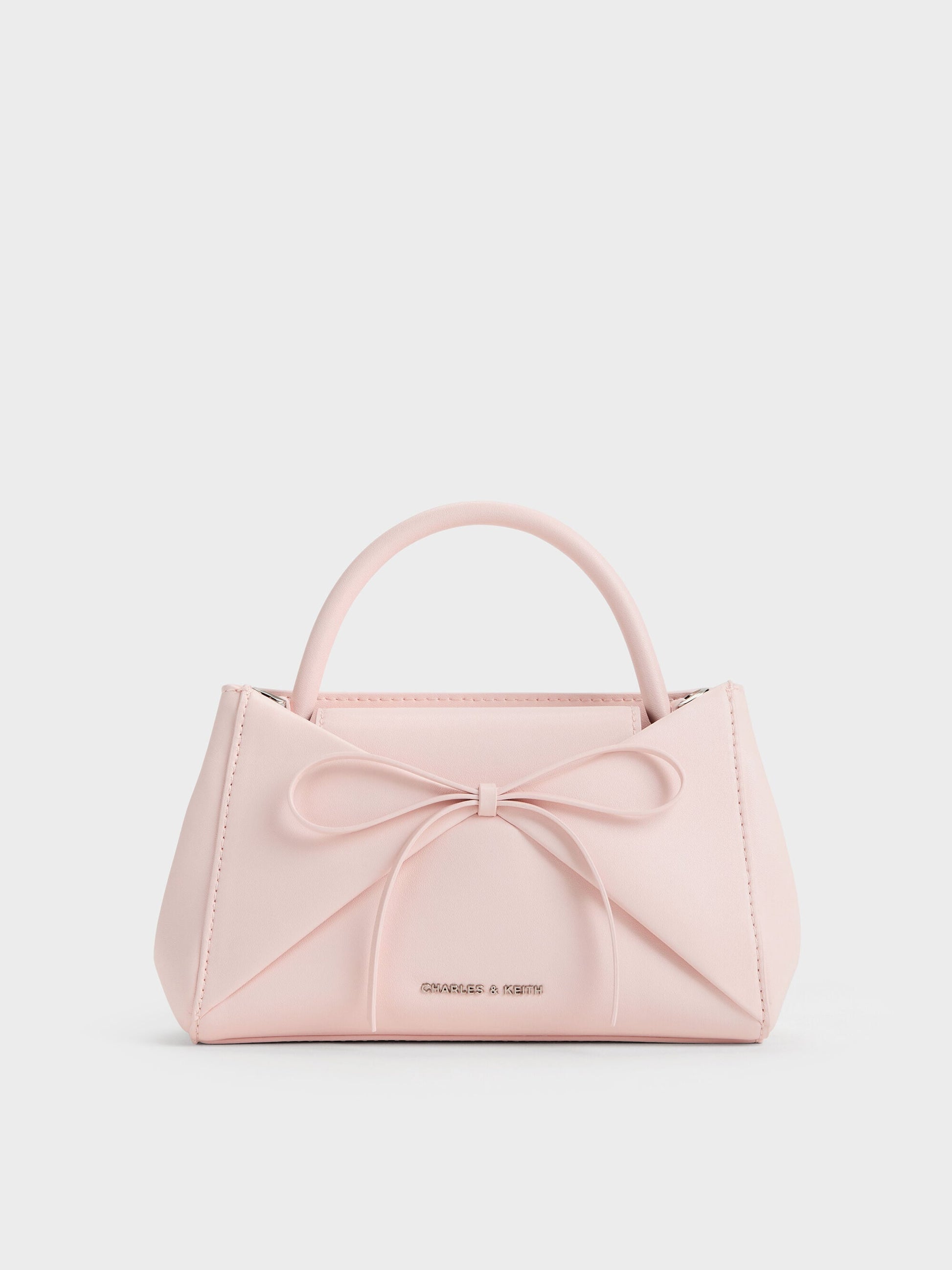 Hazel Bow Panelled Top Handle Bag - Soft Pink | CHARLES & KEITH