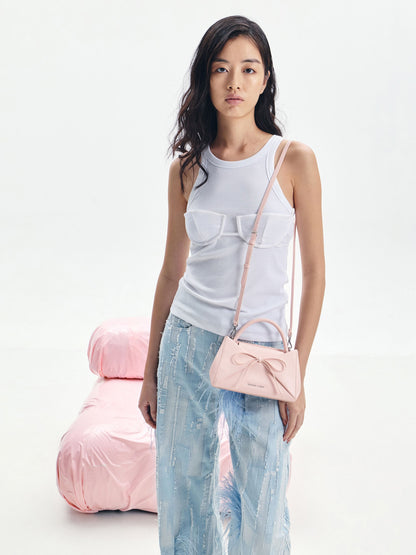Hazel Bow Panelled Top Handle Bag - Soft Pink | CHARLES & KEITH