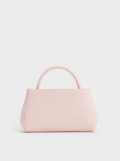 Hazel Bow Panelled Top Handle Bag - Soft Pink | CHARLES & KEITH