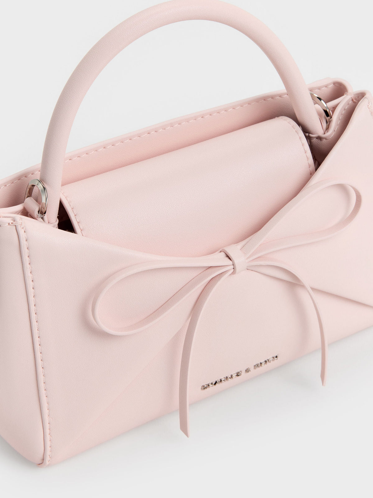 Hazel Bow Panelled Top Handle Bag - Soft Pink | CHARLES & KEITH