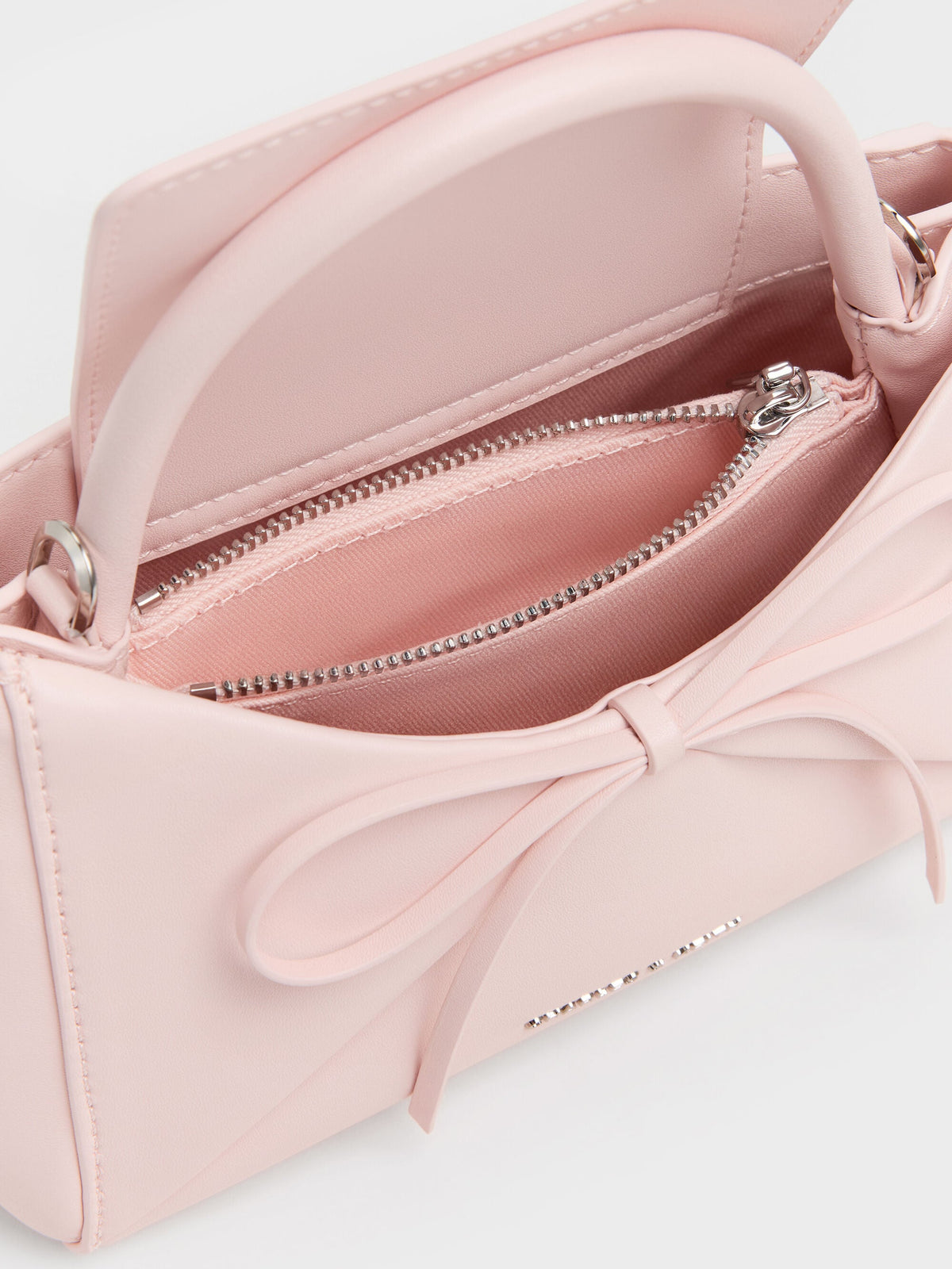 Hazel Bow Panelled Top Handle Bag - Soft Pink | CHARLES & KEITH