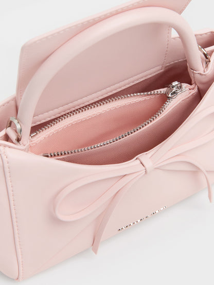 Hazel Bow Panelled Top Handle Bag - Soft Pink | CHARLES & KEITH