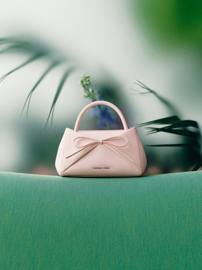 Hazel Bow Panelled Top Handle Bag - Soft Pink | CHARLES & KEITH
