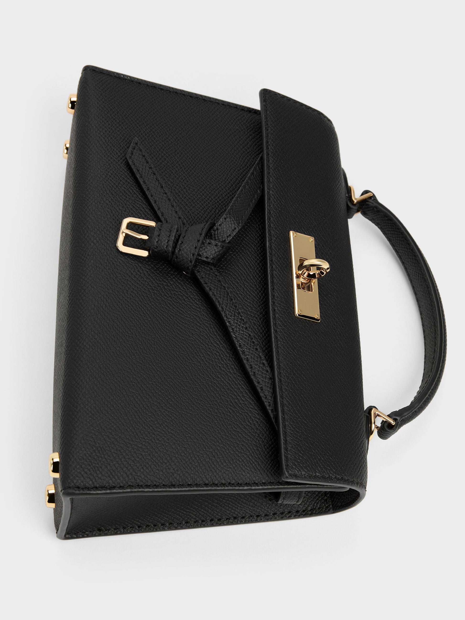 Tricha Knotted-Belt Top Handle Bag - Black | CHARLES & KEITH