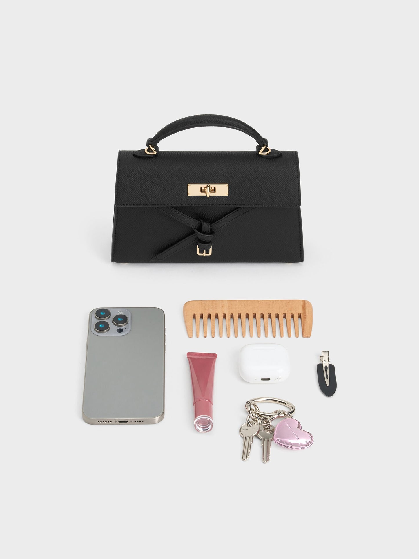 Tricha Knotted-Belt Top Handle Bag - Black | CHARLES & KEITH