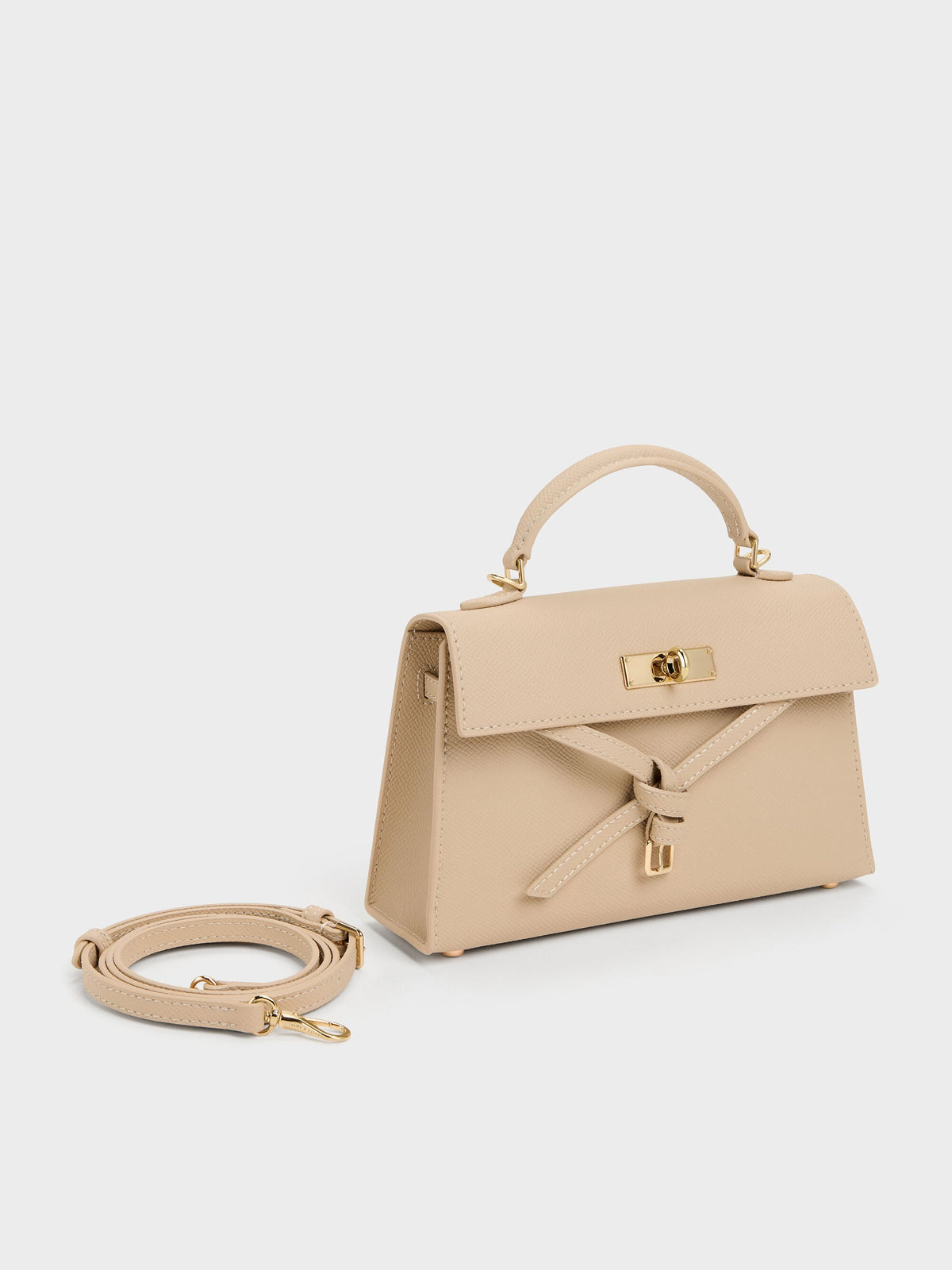 Tricha Knotted-Belt Top Handle Bag - Sand Beige | CHARLES & KEITH