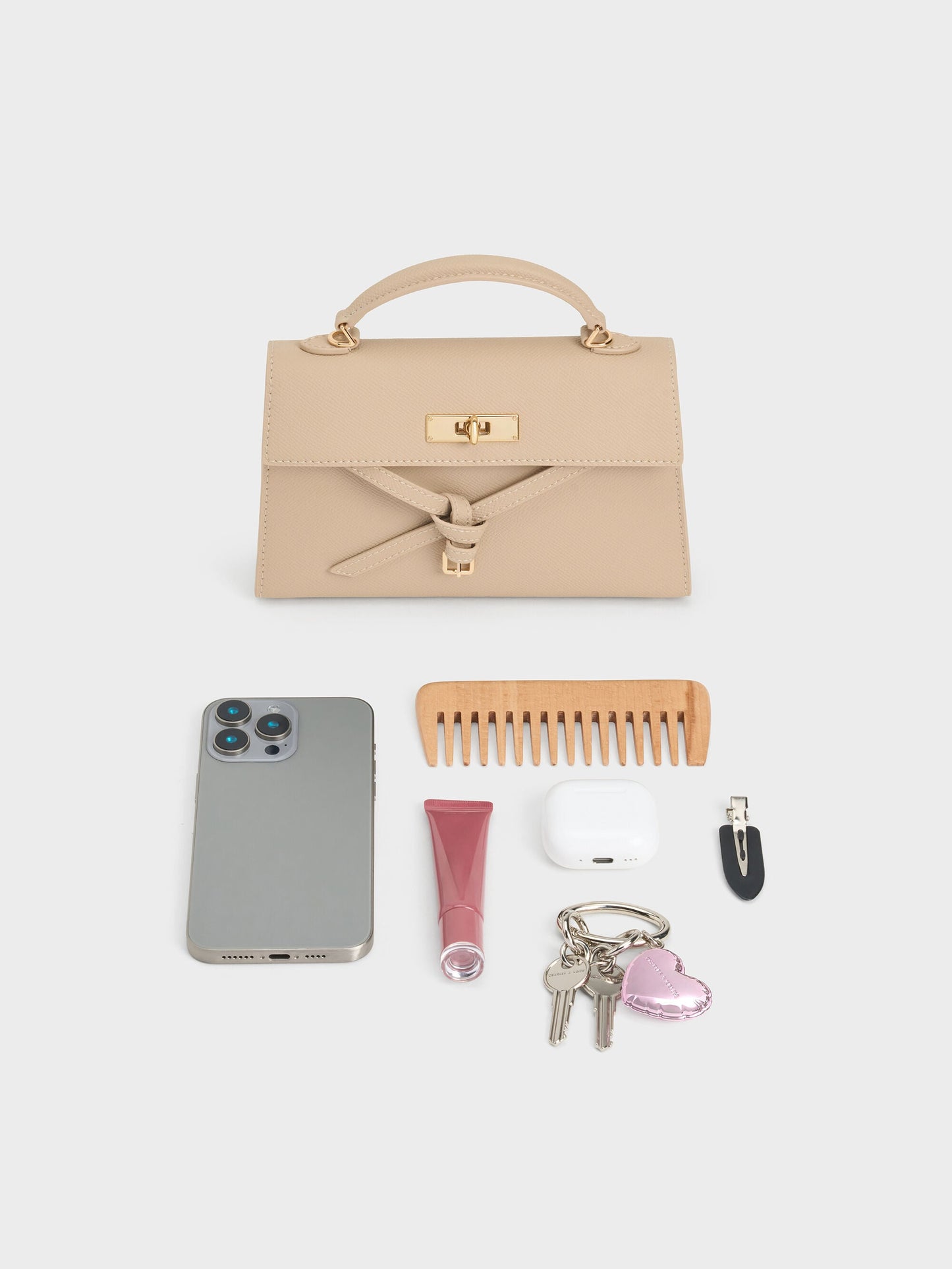 Tricha Knotted-Belt Top Handle Bag - Sand Beige | CHARLES & KEITH