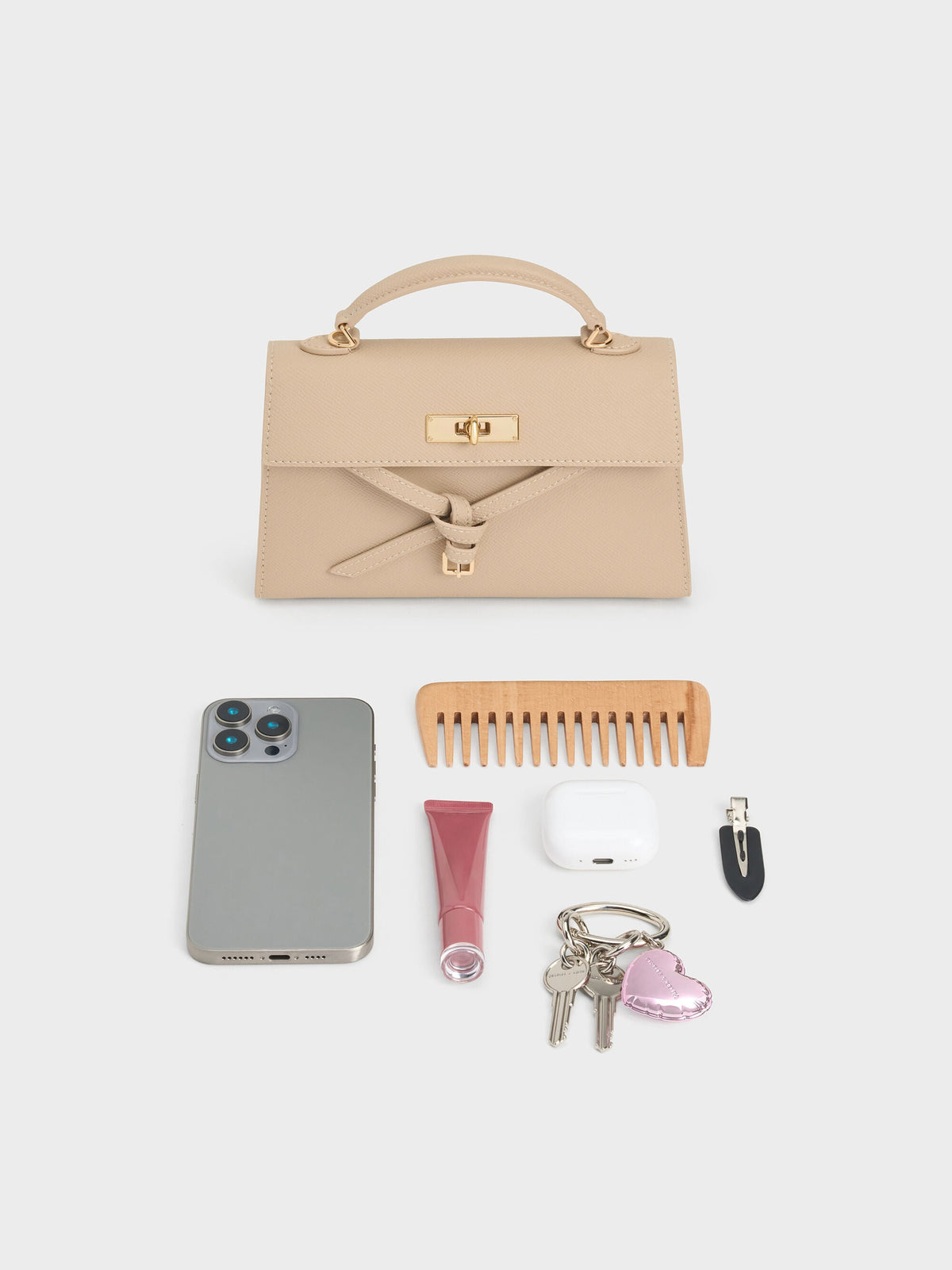 Tricha Knotted-Belt Top Handle Bag - Sand Beige | CHARLES & KEITH