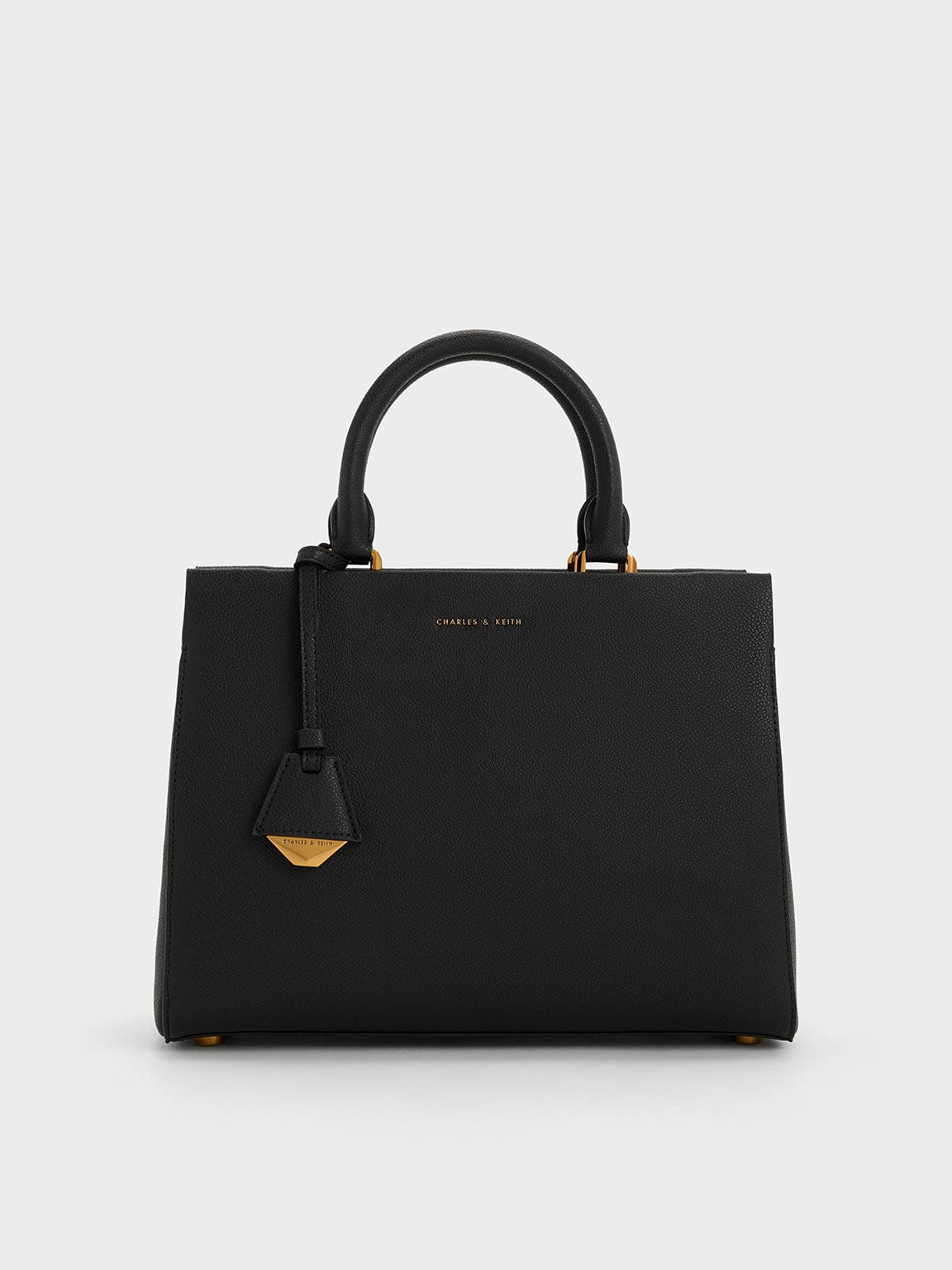 Mirabelle Structured Top Handle bag - Black | CHARLES & KEITH