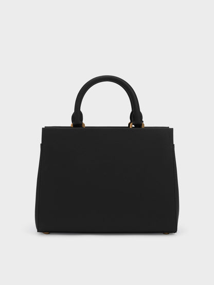 Mirabelle Structured Top Handle bag - Black | CHARLES & KEITH