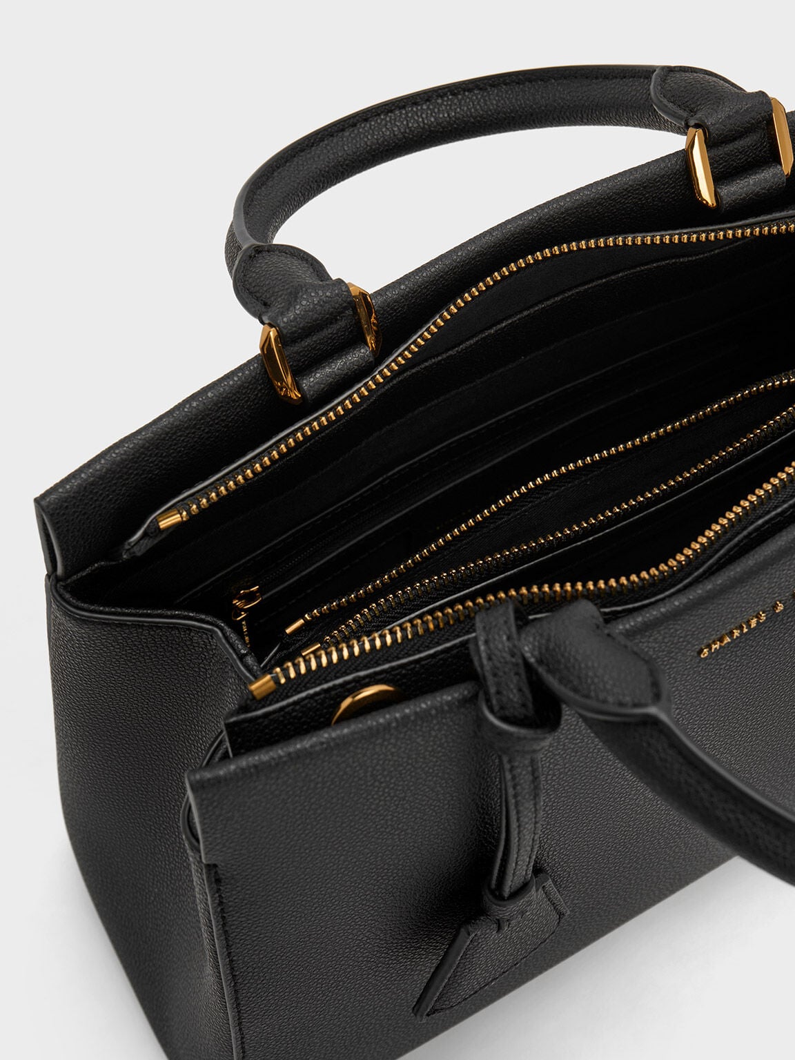 Mirabelle Structured Top Handle bag - Black | CHARLES & KEITH
