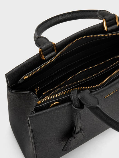 Mirabelle Structured Top Handle bag - Black | CHARLES & KEITH
