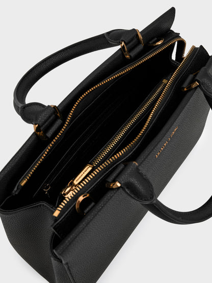 Mirabelle Structured Top Handle bag - Black | CHARLES & KEITH