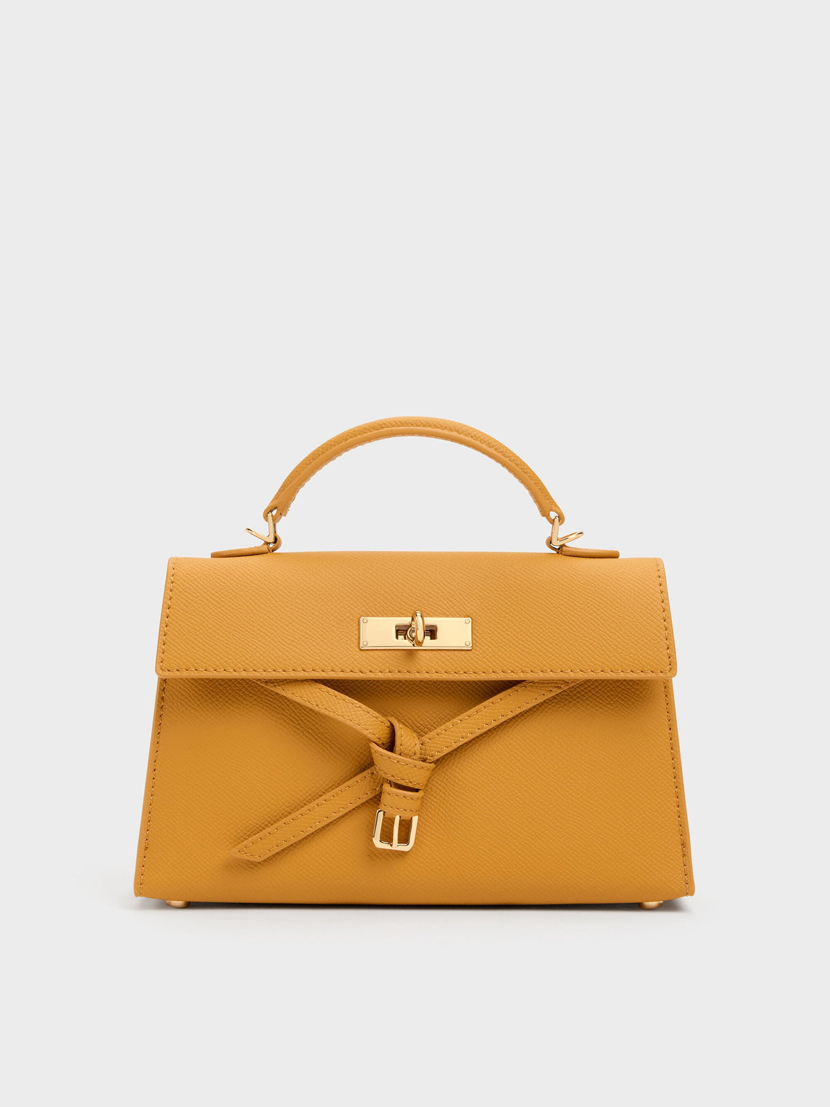 Tricha Knotted-Belt Top Handle Bag - Saffron Yellow | CHARLES & KEITH