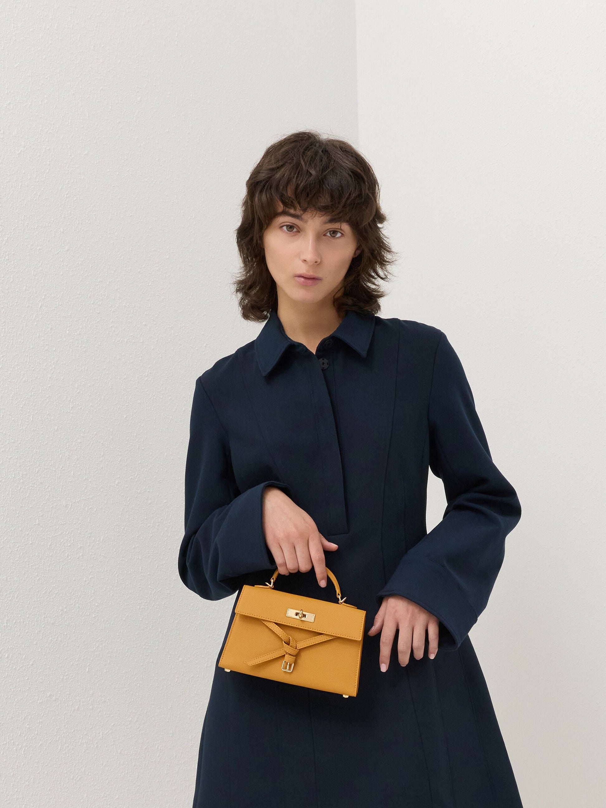 Tricha Knotted-Belt Top Handle Bag - Saffron Yellow | CHARLES & KEITH
