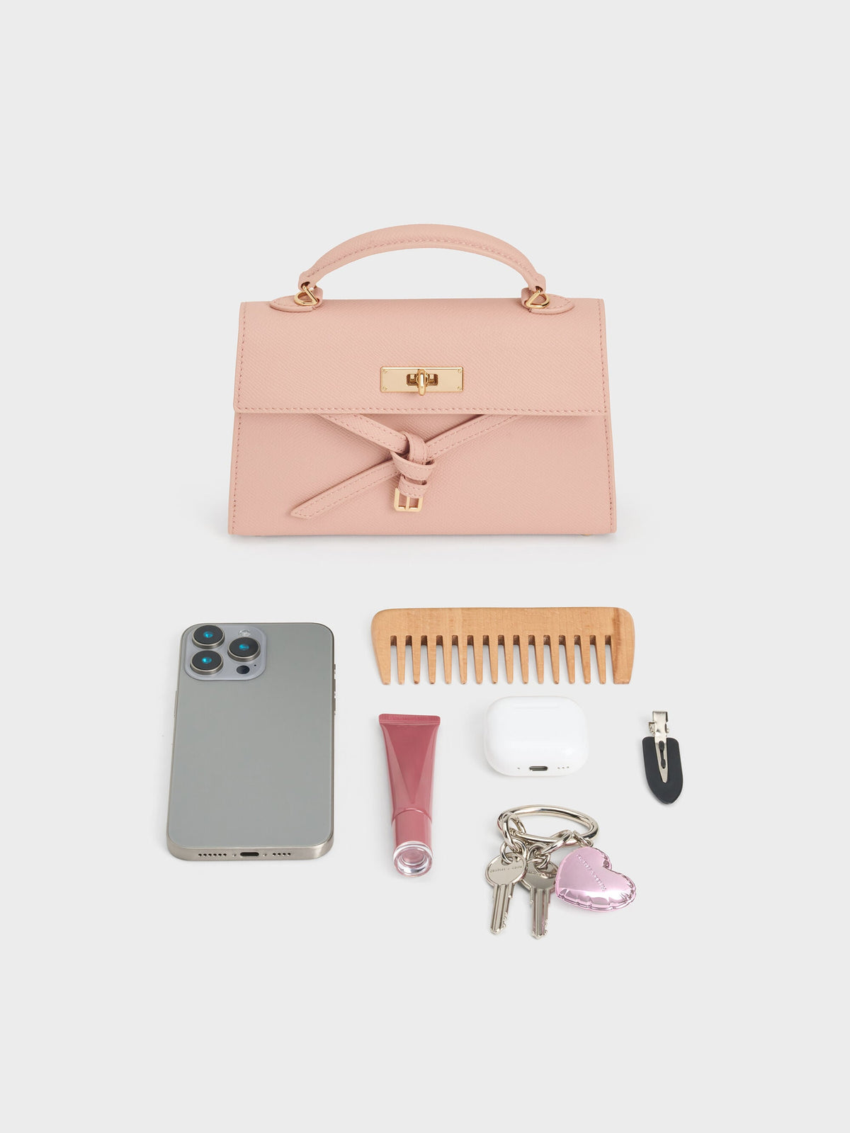 Tricha Knotted-Belt Top Handle Bag - Pink | CHARLES & KEITH