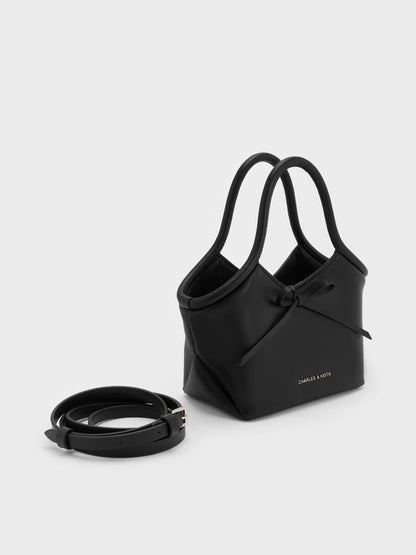 Hazel Bow Tubular Top Handle Bag - Noir | CHARLES & KEITH