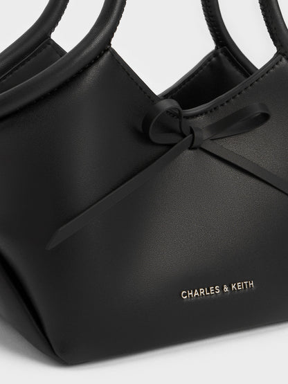 Hazel Bow Tubular Top Handle Bag - Noir | CHARLES & KEITH
