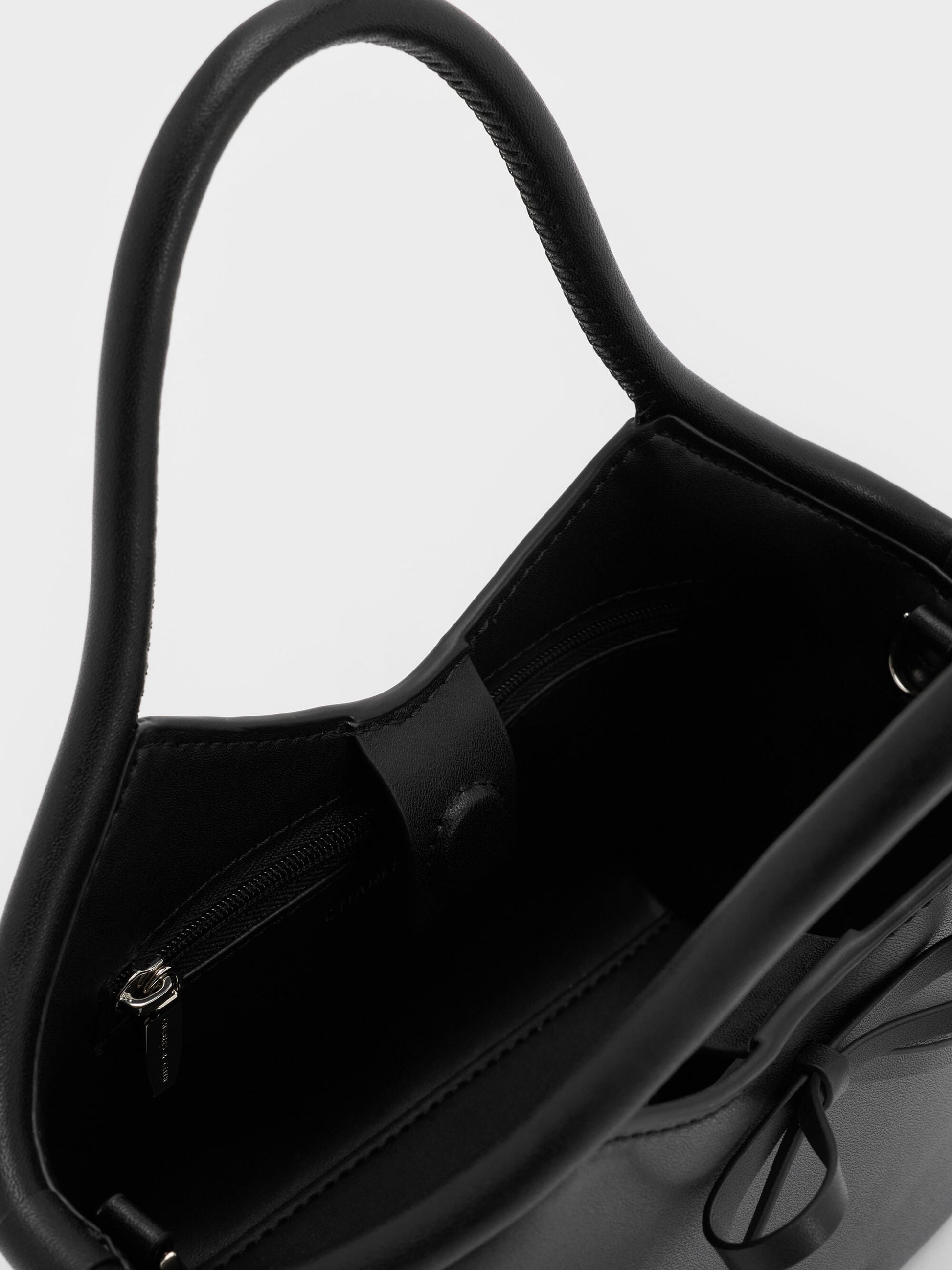 Hazel Bow Tubular Top Handle Bag - Noir | CHARLES & KEITH