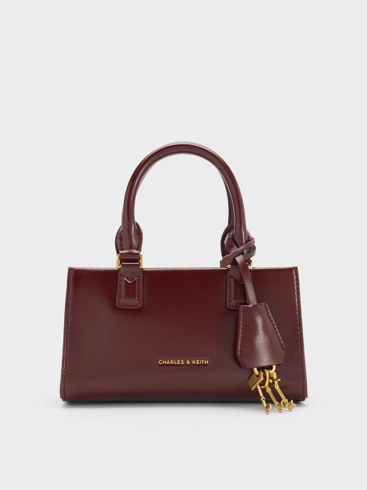 Mini Kerry Top Handle Bag - Wineberry Red | CHARLES & KEITH