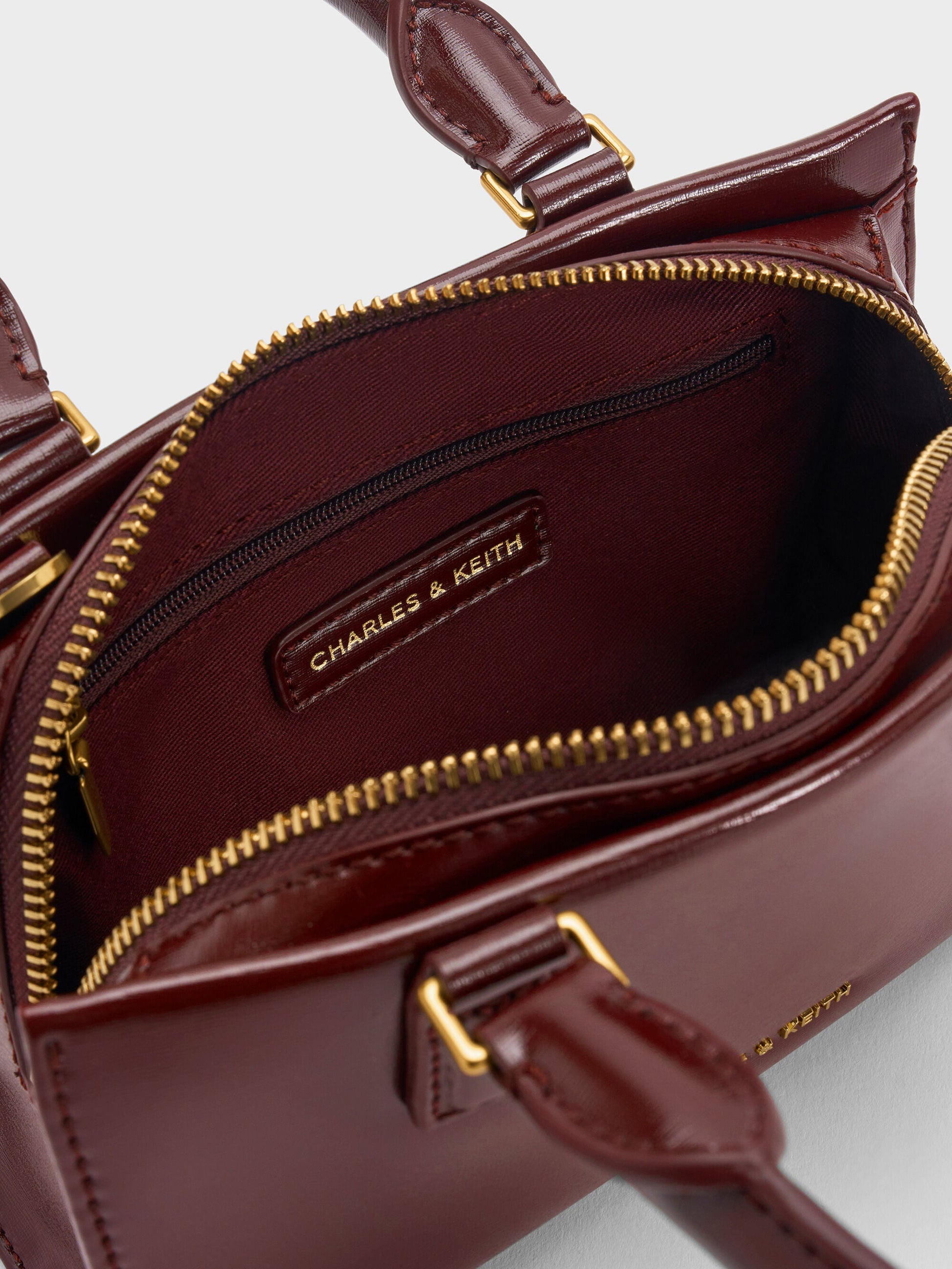 Mini Kerry Top Handle Bag - Wineberry Red | CHARLES & KEITH