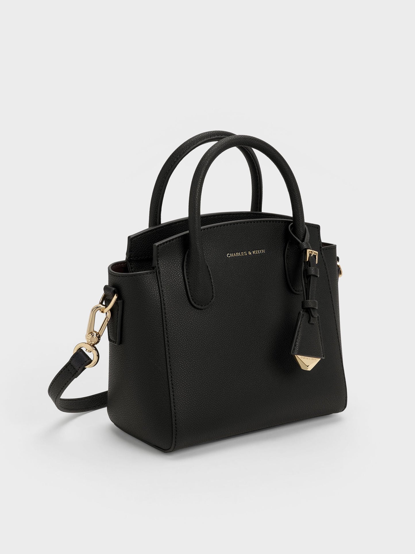 Harper Structured Top Handle Bag - Black | CHARLES & KEITH
