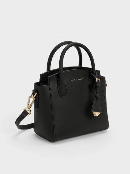 Harper Structured Top Handle Bag - Black | CHARLES & KEITH