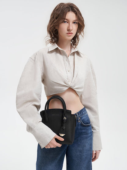 Harper Structured Top Handle Bag - Black | CHARLES & KEITH