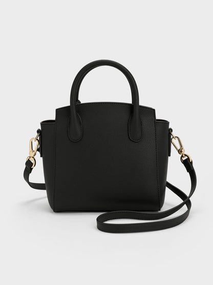 Harper Structured Top Handle Bag - Black | CHARLES & KEITH