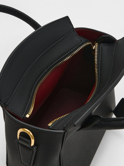Harper Structured Top Handle Bag - Black | CHARLES & KEITH