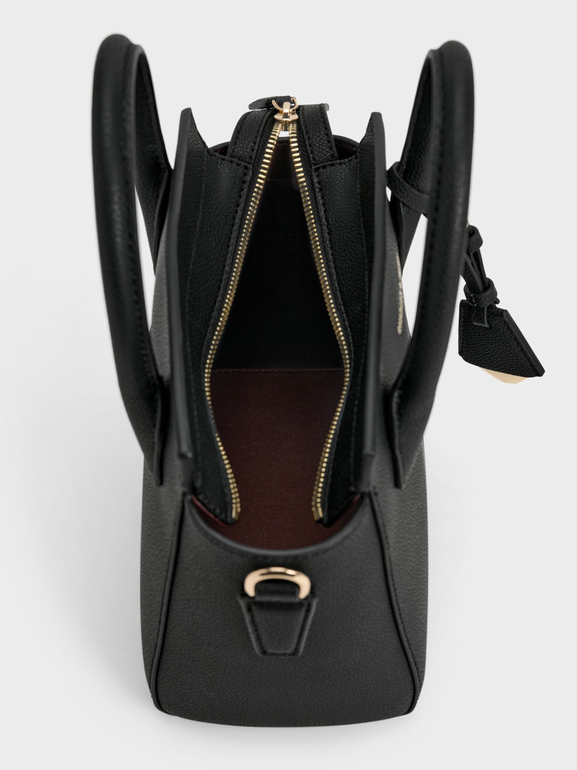 Harper Structured Top Handle Bag - Black | CHARLES & KEITH