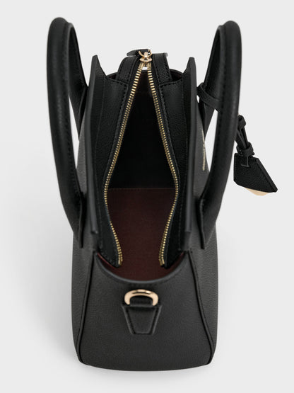 Harper Structured Top Handle Bag - Black | CHARLES & KEITH