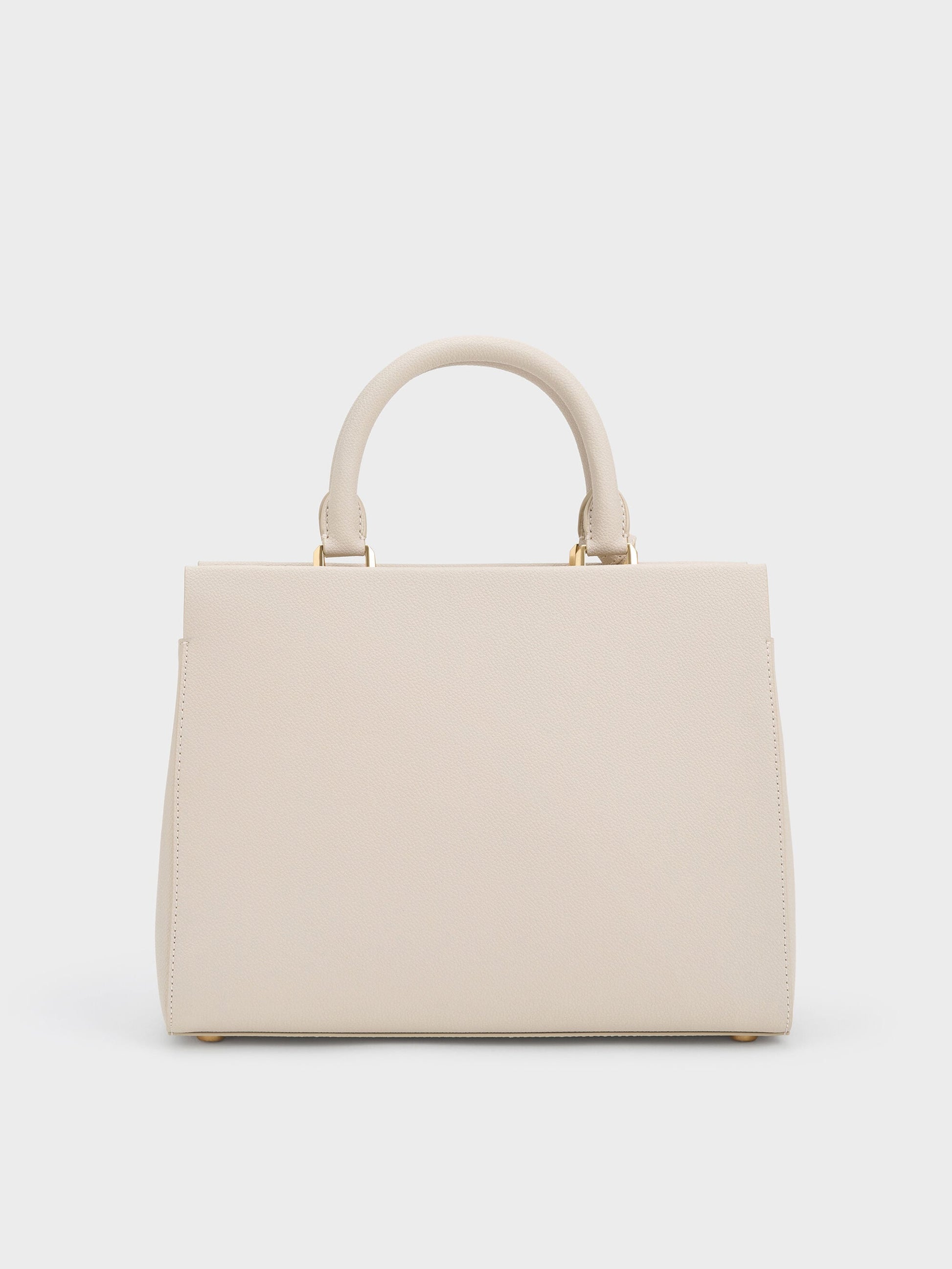 Mirabelle Structured Top Handle bag - Ivory | CHARLES & KEITH