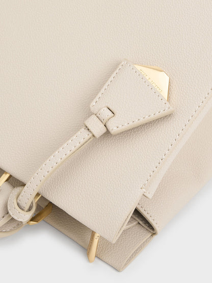 Mirabelle Structured Top Handle bag - Ivory | CHARLES & KEITH