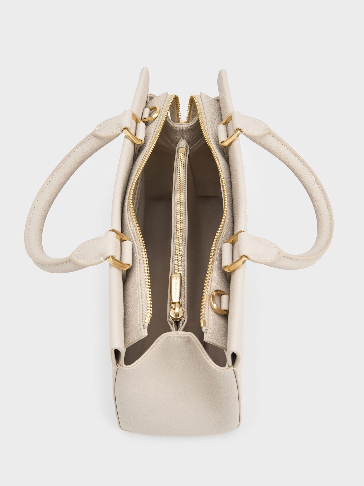 Mirabelle Structured Top Handle bag - Ivory | CHARLES & KEITH