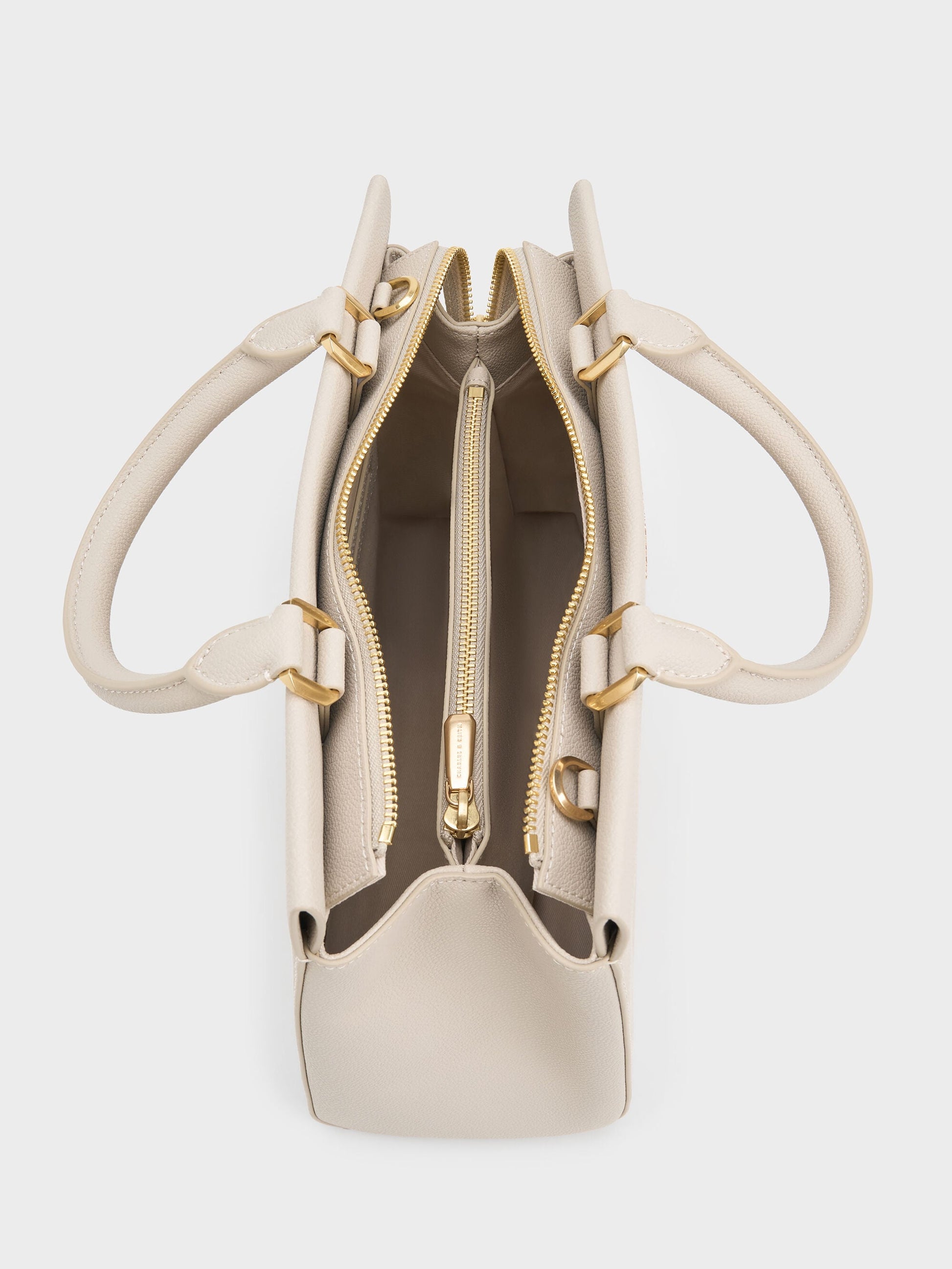 Mirabelle Structured Top Handle bag - Ivory | CHARLES & KEITH